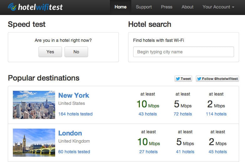 ¿Quieres saber si un hotel tiene buena WiFi? Esta web te lo dice