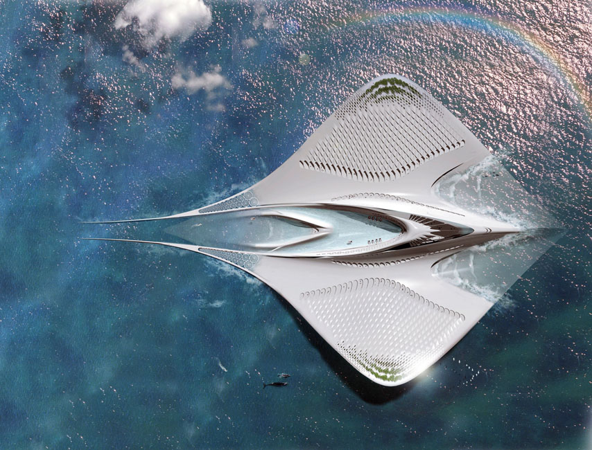 Fascinante ciudad flotante con forma de manta raya 100% autosuficiente